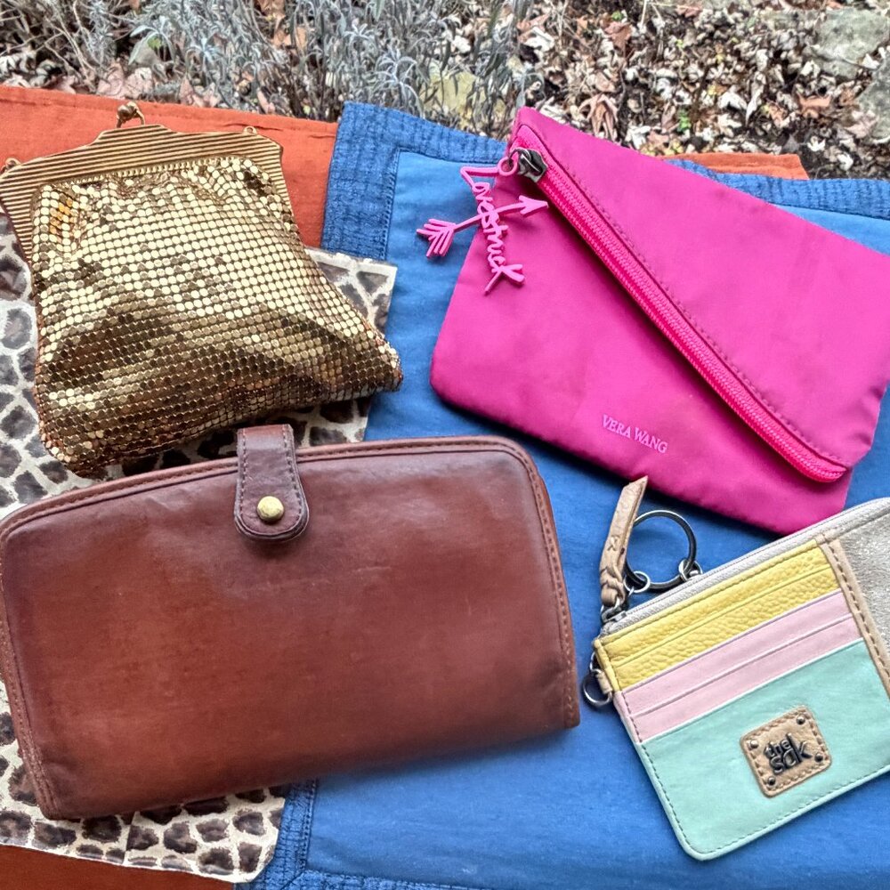 Lot of 4 Bags Sak Vintage Whiting & Davis Glam Checkbook Wallet Vera Wang Pouch